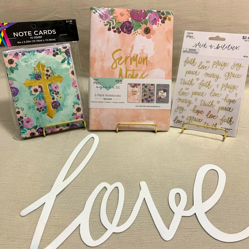 3-Pack Inspirational Notebooks, 15 Blank Cards & 66 pc Faith Stickers.